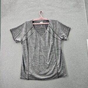 LIVI Active Women Activewear Top 26/28 Gray Short Sleeve Logo NWT